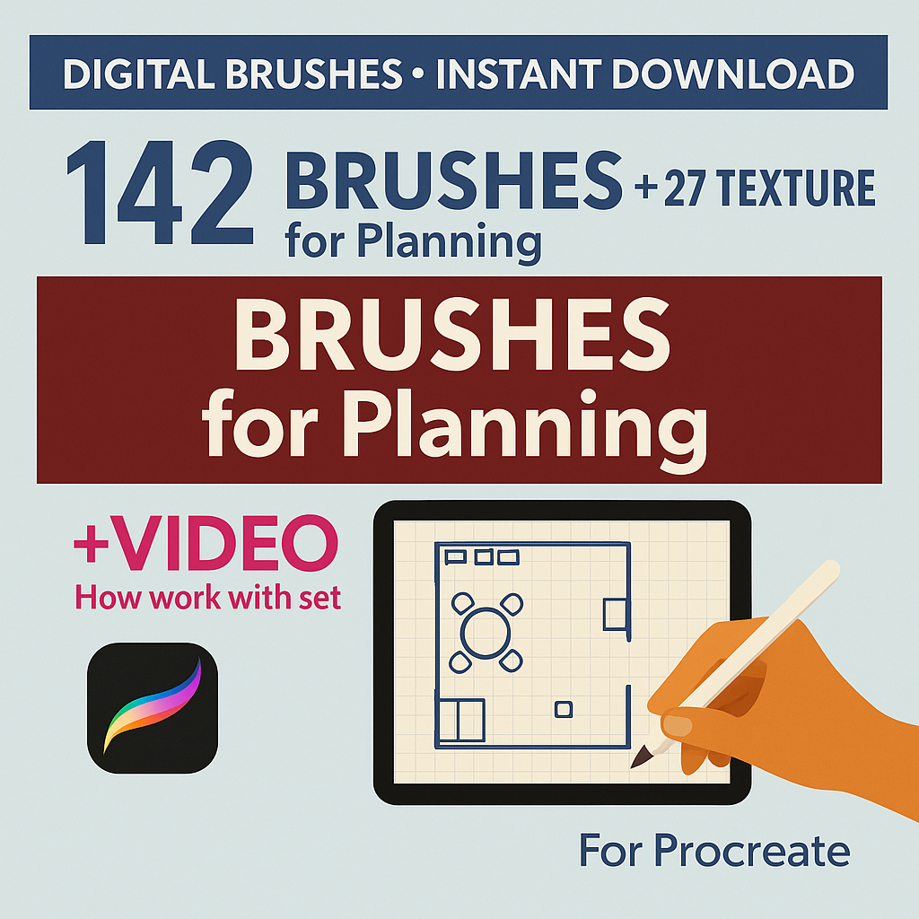 142 Procreate Floor Plan Brushes Master Kit. Architecture, Interior & Site Planning Tools