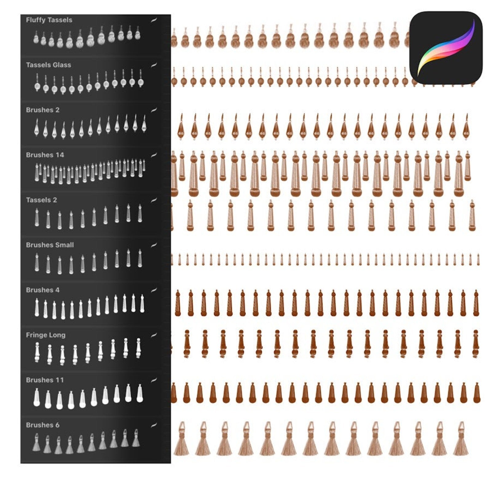 Procreate quilting patterns and decorative textile brushes. Master collection for digital fabric visualization