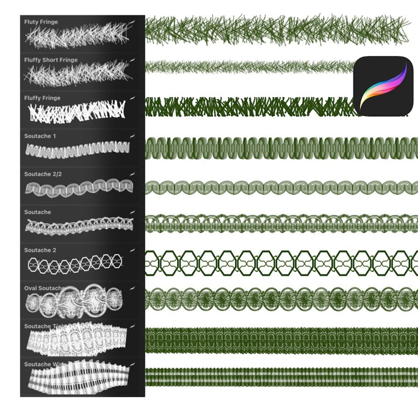 Procreate brushes for fashion illustration. Quickly add realistic fabric and textile patterns to sketches