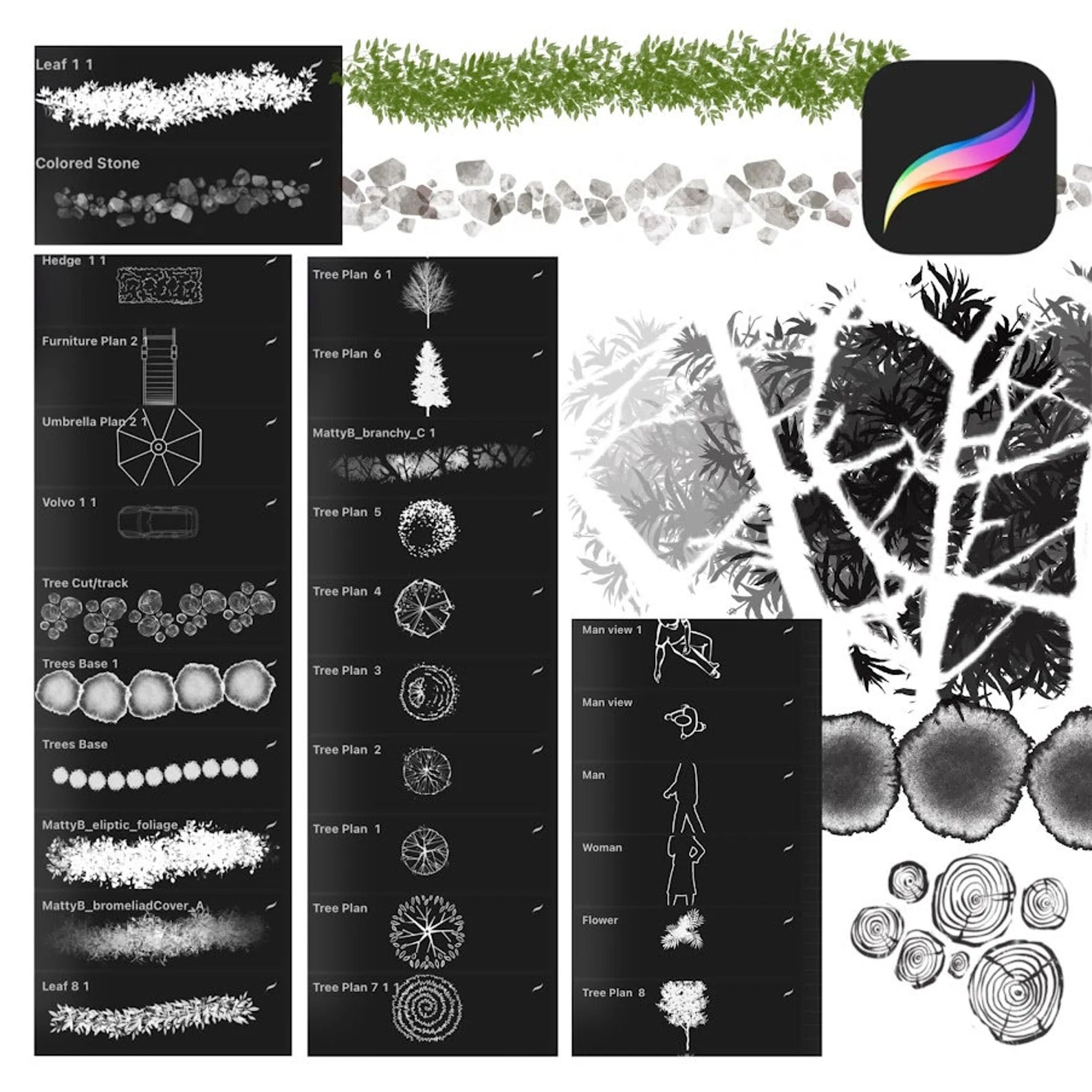 Procreate furniture stamps for interior design. Over 100 tools for professional room layout and planning