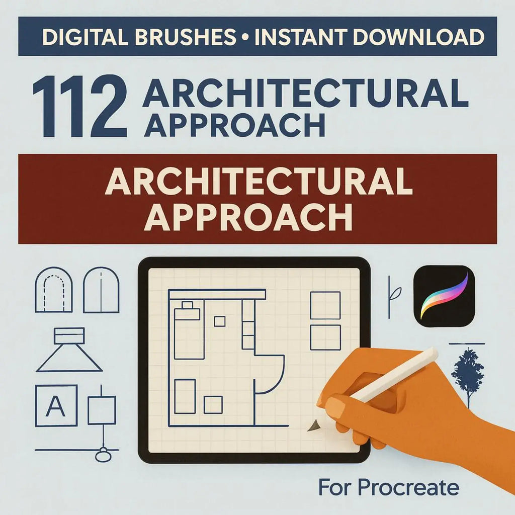 112 Procreate Interior Design Brushes: Floor Plan - Procreate Brush Shop by Sviatlana Fedzianiova