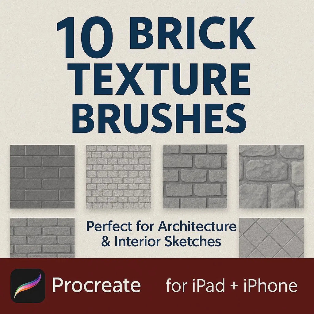 10 Procreate Brick Texture Brushes & Stamps - Procreate Brush Shop by Sviatlana Fedzianiova