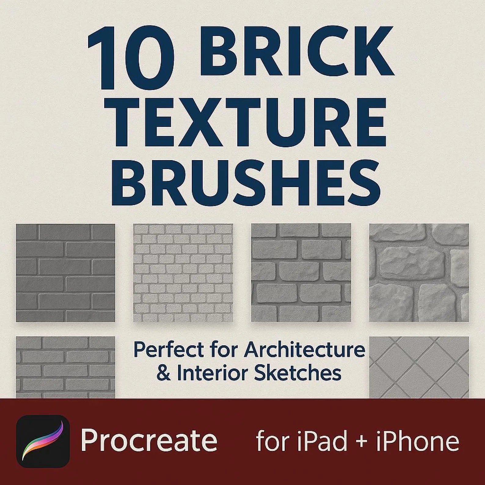 10 Procreate Brick Texture Brushes BUNDLE. Architectural masonry kit for realistic wall textures