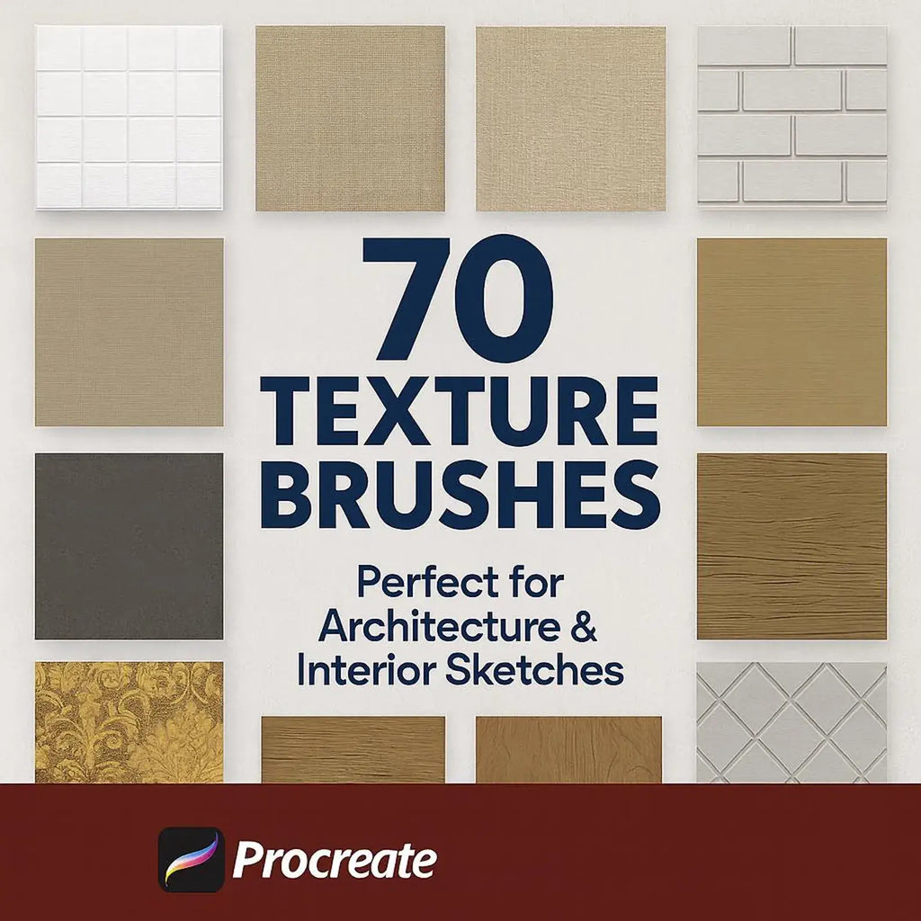 70 Procreate Texture Brushes for Architecture & Interior Design - Procreate Brush Shop by Sviatlana Fedzianiova
