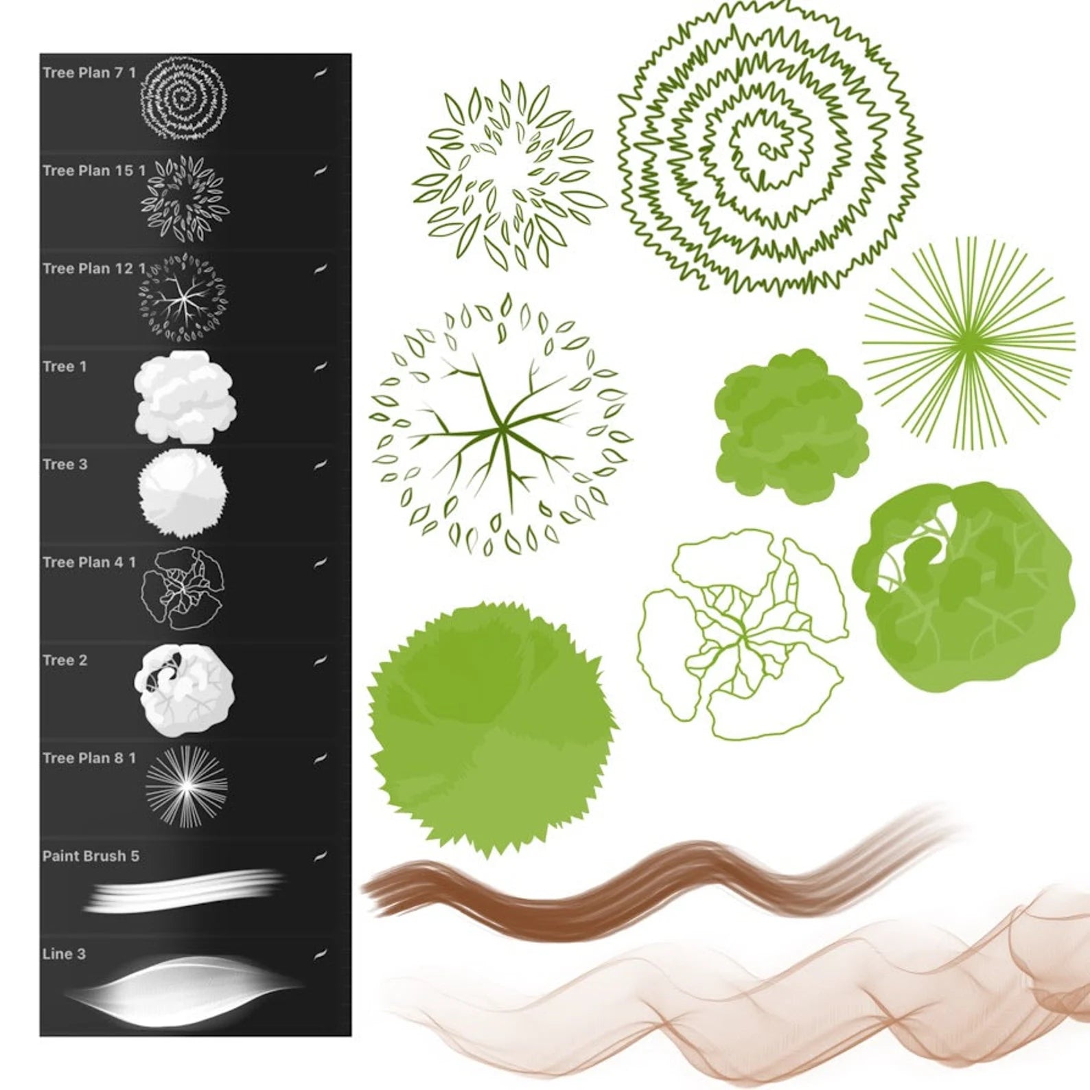 All-in-one Ultimate Procreate Landscape Kit. 86 nature brushes for exterior visualization