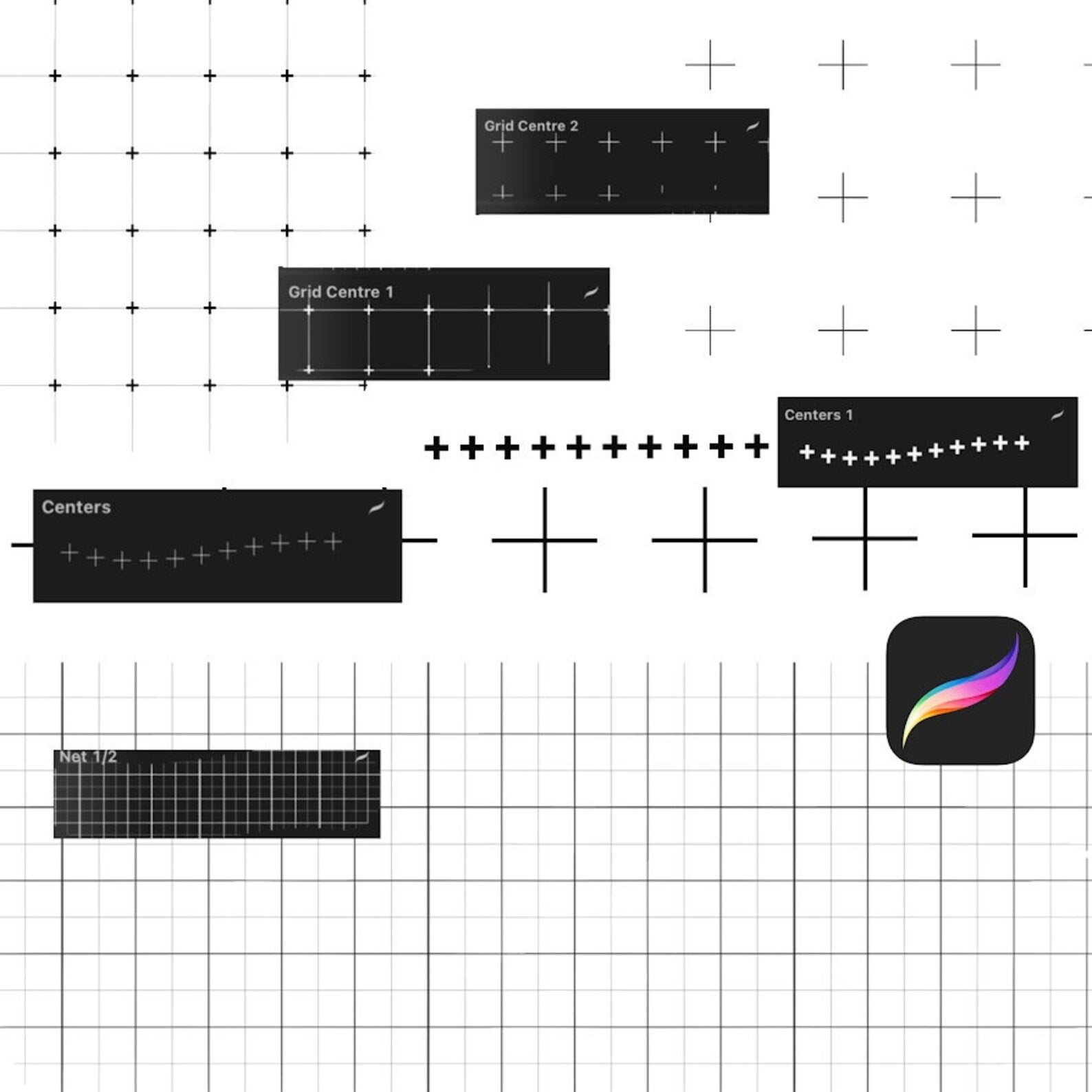 Technical drawing markup set Procreate. Brushes for notes, annotations, and technical symbols