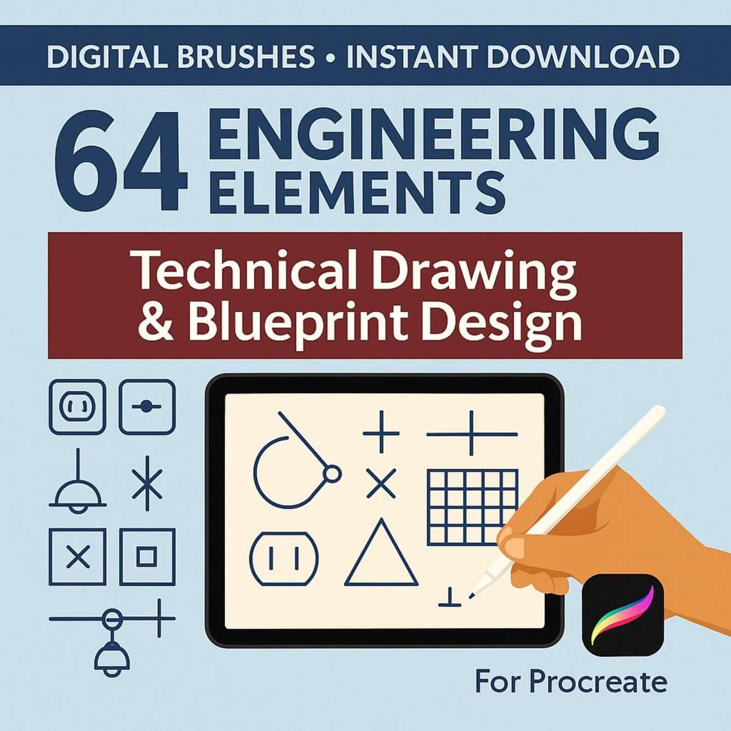 64 Procreate Engineering Markup Set | Technical Drawing, Dimension - TheDigitalStore 