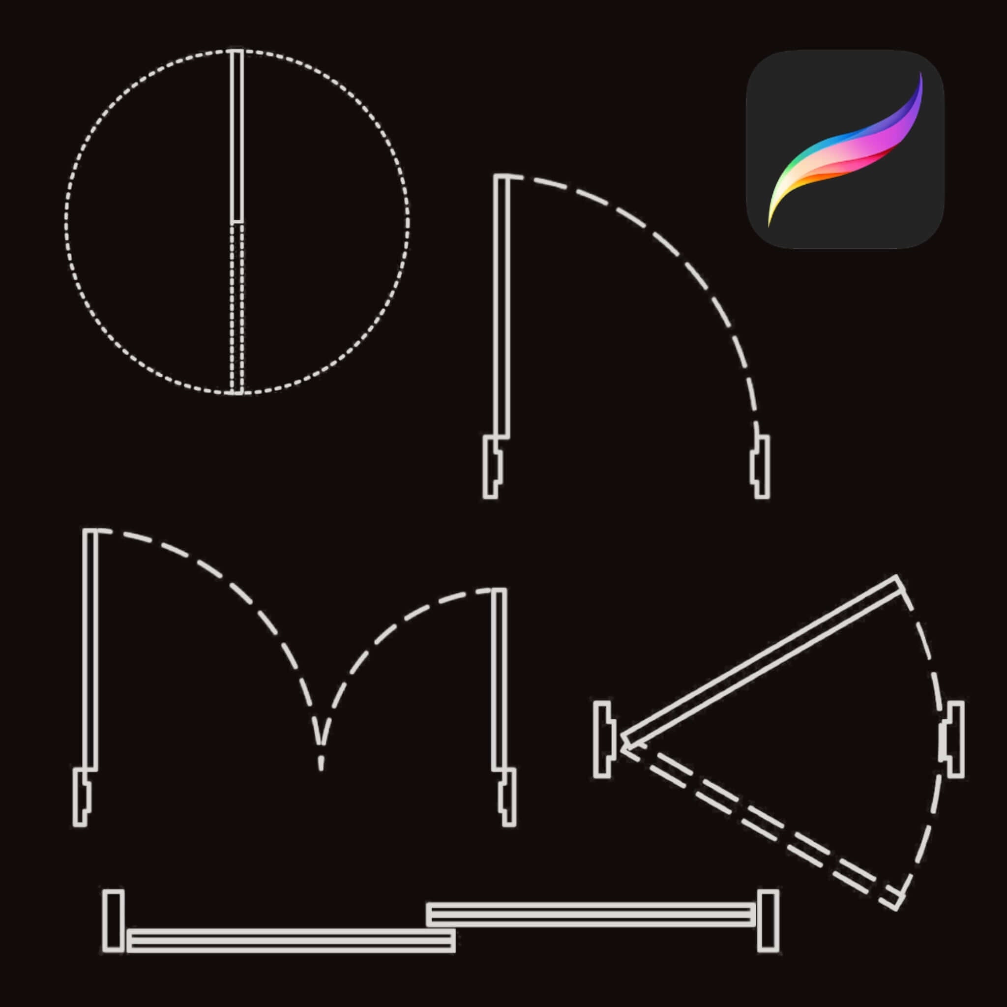 Easy door stamp set for Procreate. Time-saving architectural elevation brushes.