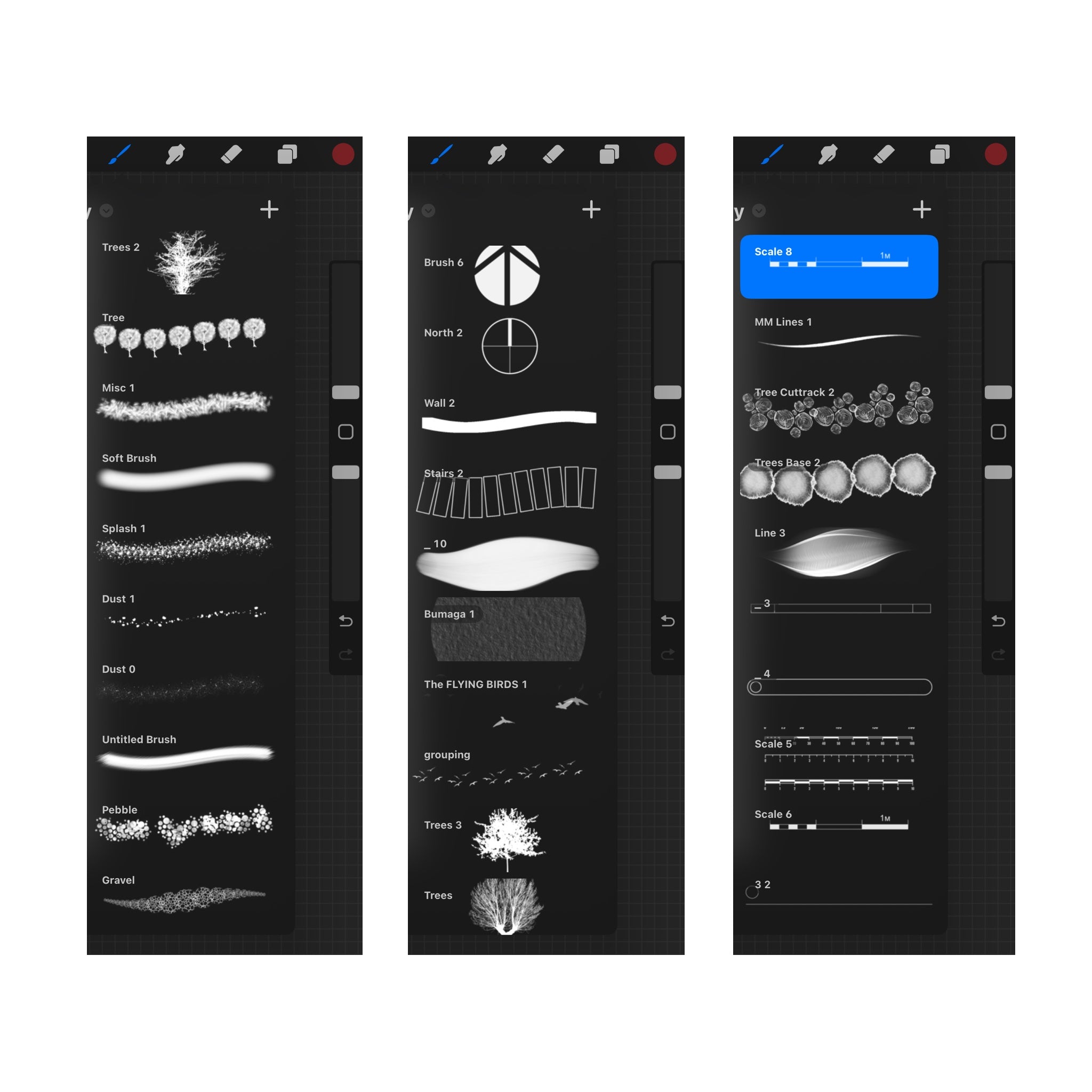 Creating a landscape architectural sketch in Procreate using grass and tree brushes