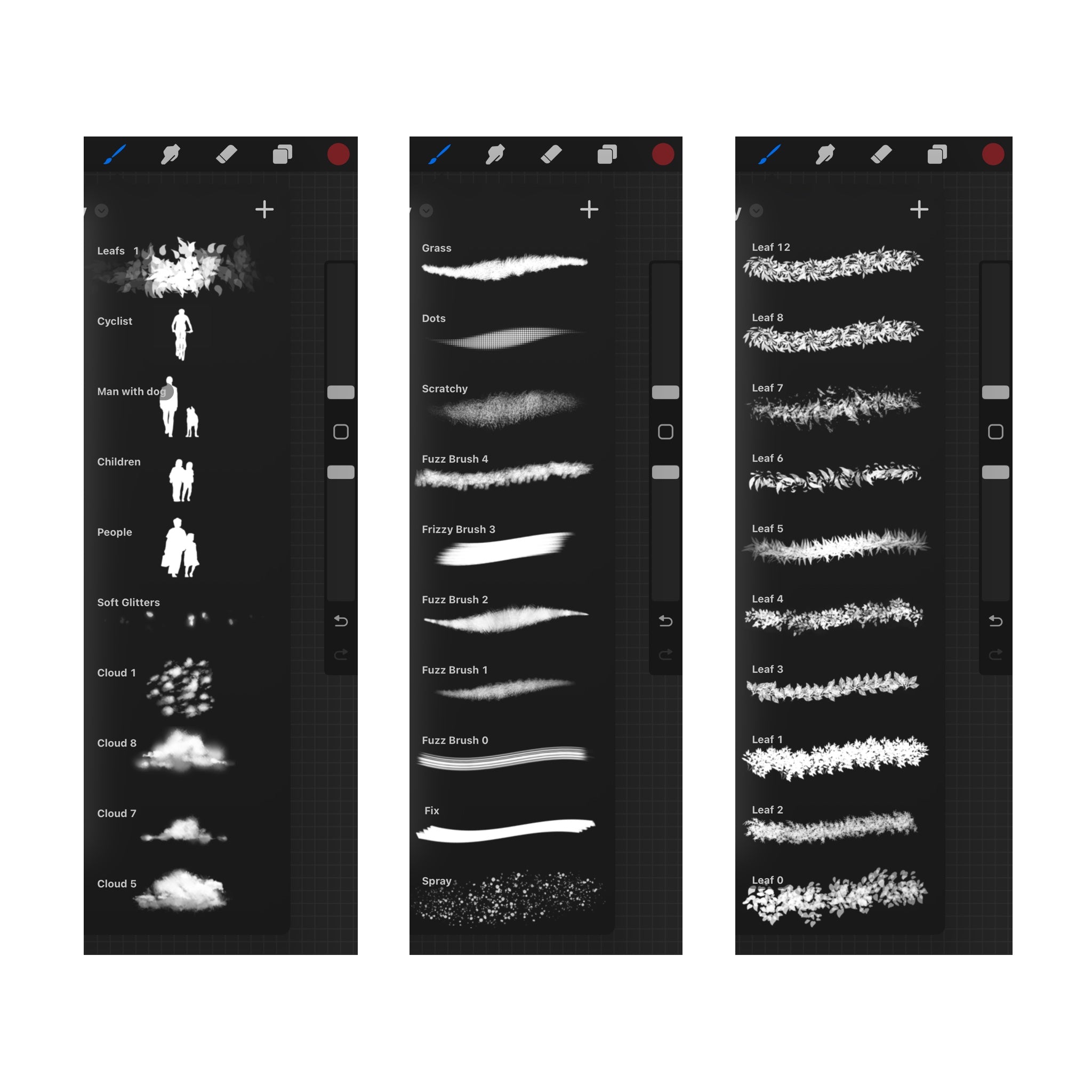 Procreate grass brushes and foliage stamps for realistic digital landscape rendering