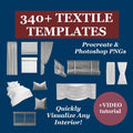340+PNG textile templates: curtains, pillows & bedding - Procreate Brush Shop by Sviatlana Fedzianiova
