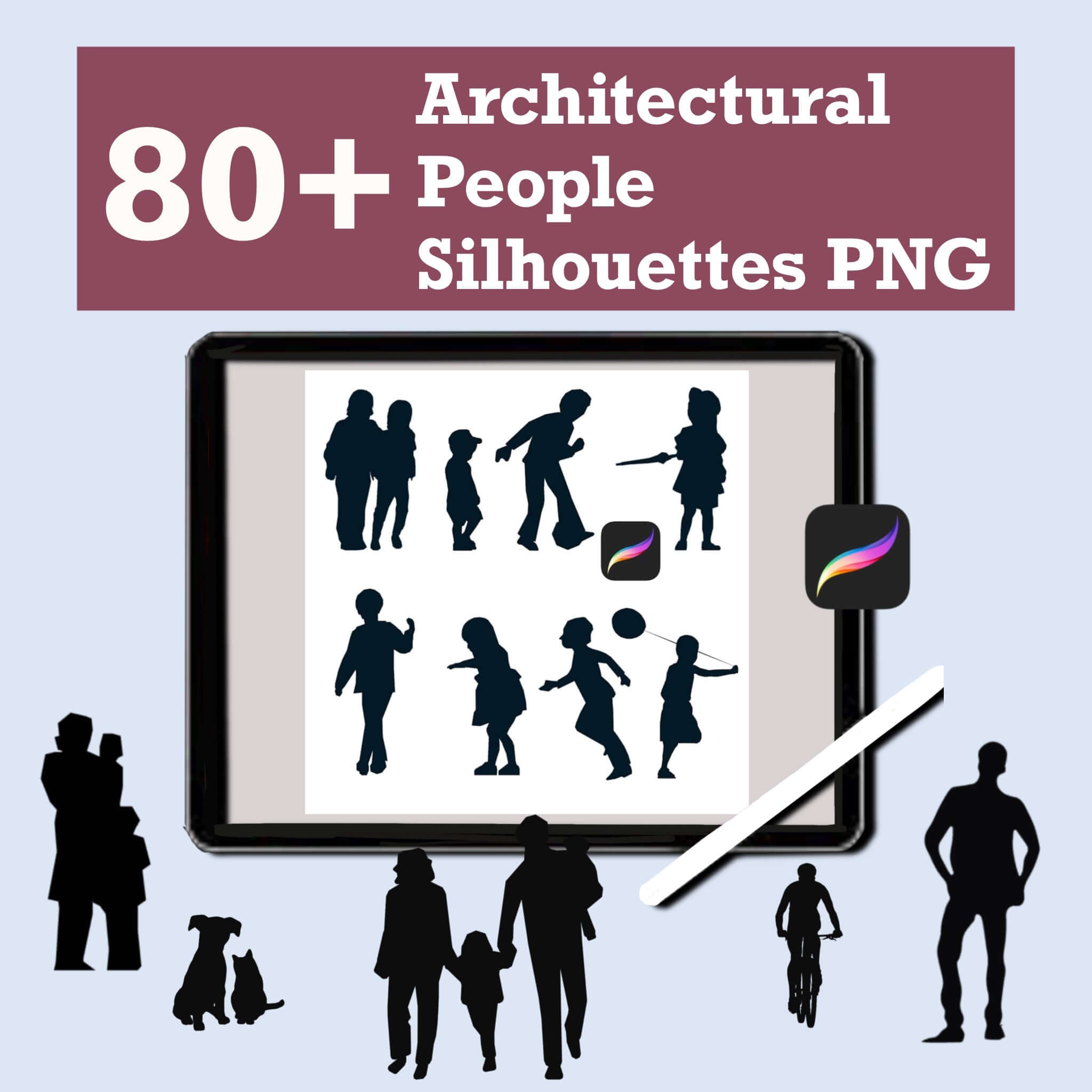 Transparent background people silhouettes PNG for easy integration