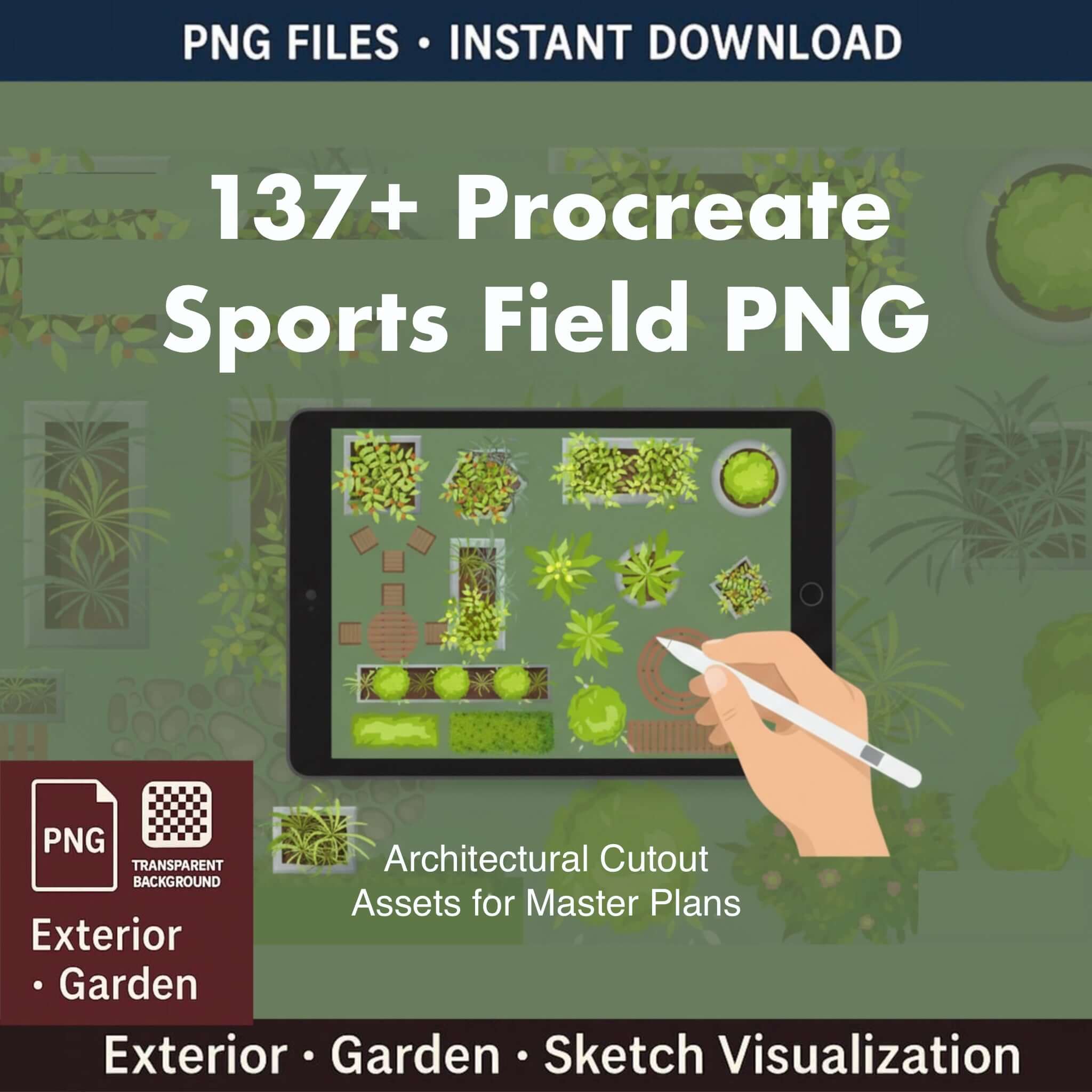 137+ architectural pool and sports field PNG assets for Procreate and Photoshop