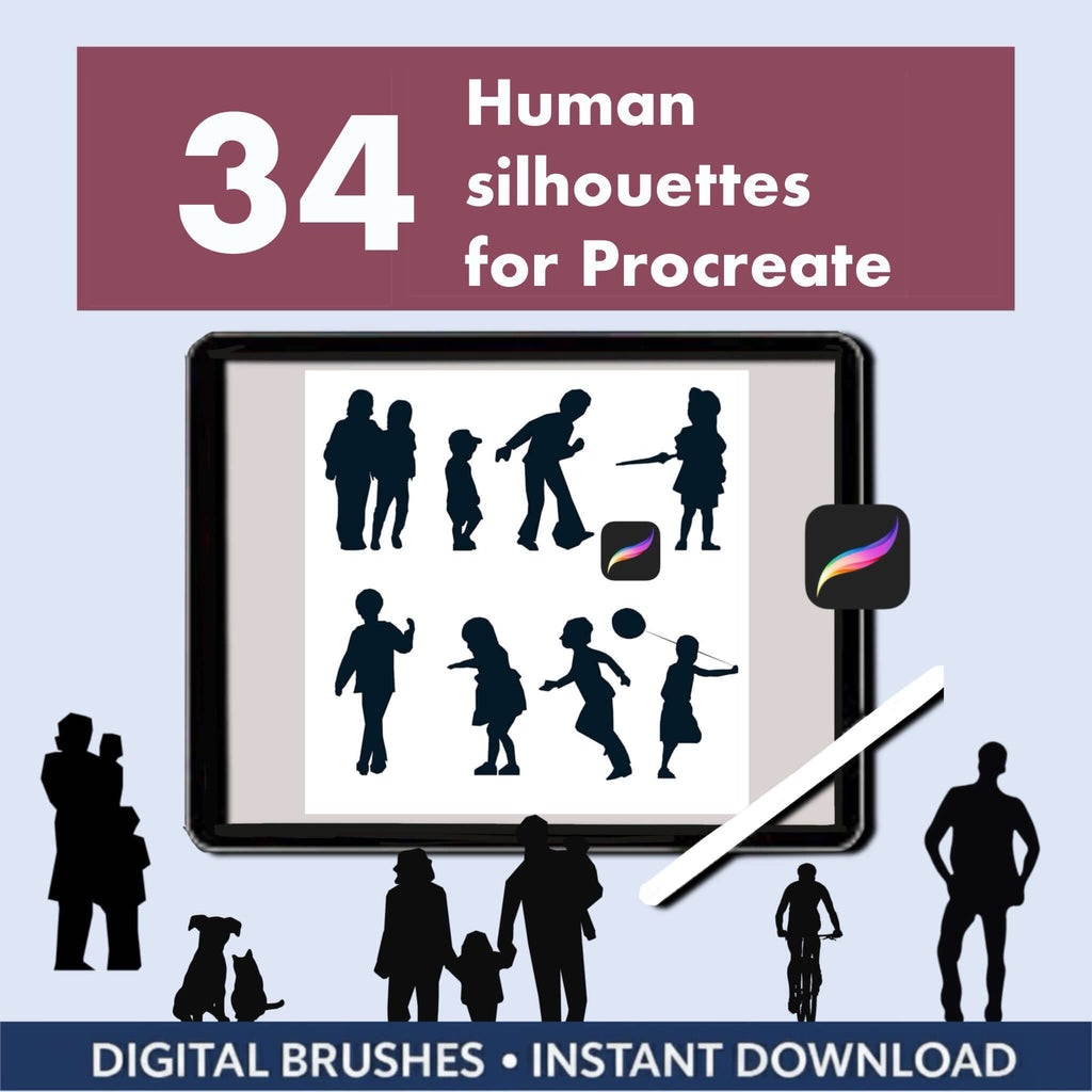 34 Procreate Architectural Scale People Brushes | Exterior - Procreate Brush Shop by Sviatlana Fedzianiova