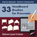 33 Headboard Brushes for Procreate – Bedroom Layout & Interior - Procreate Brush Shop by Sviatlana Fedzianiova