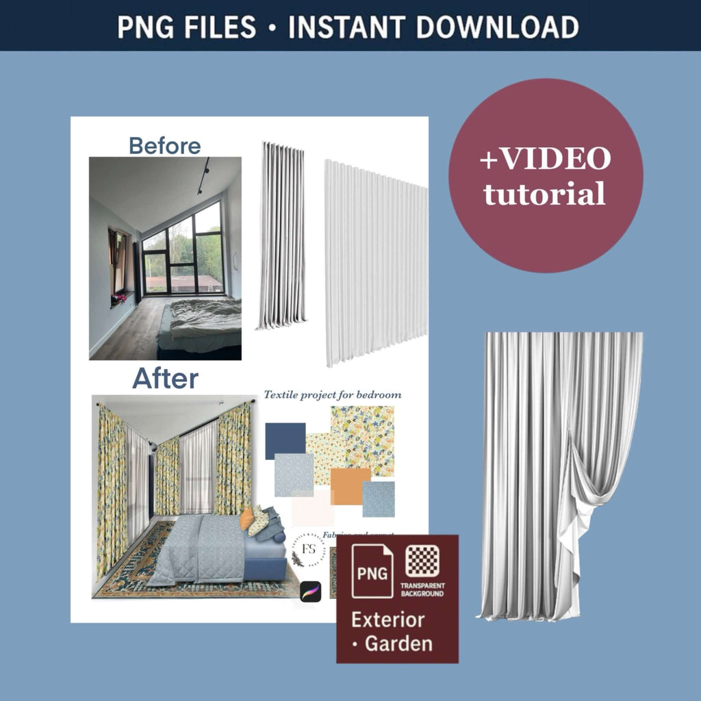 340+PNG textile templates: curtains, pillows & bedding - TheDigitalStore