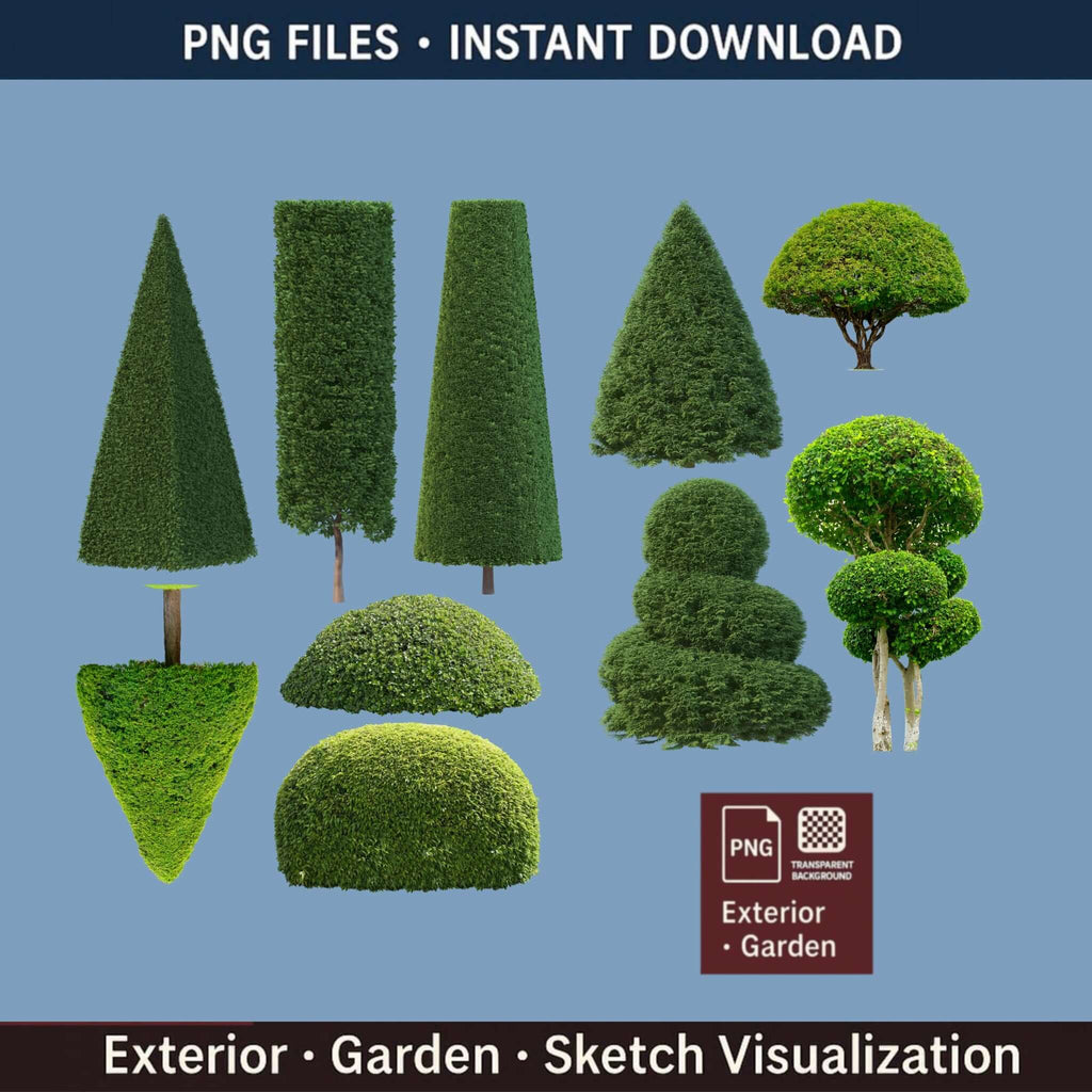 37 Clipped Trees PNG | for Architecture & Landscape Renders + GIFT - Procreate Brush Shop by Sviatlana Fedzianiova
