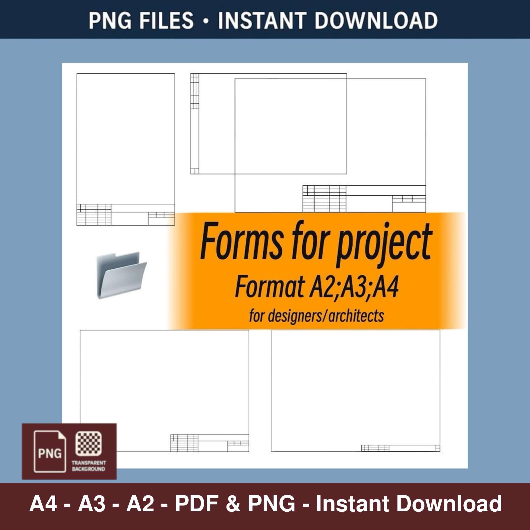 Printable architectural project sheets set for professional documentation