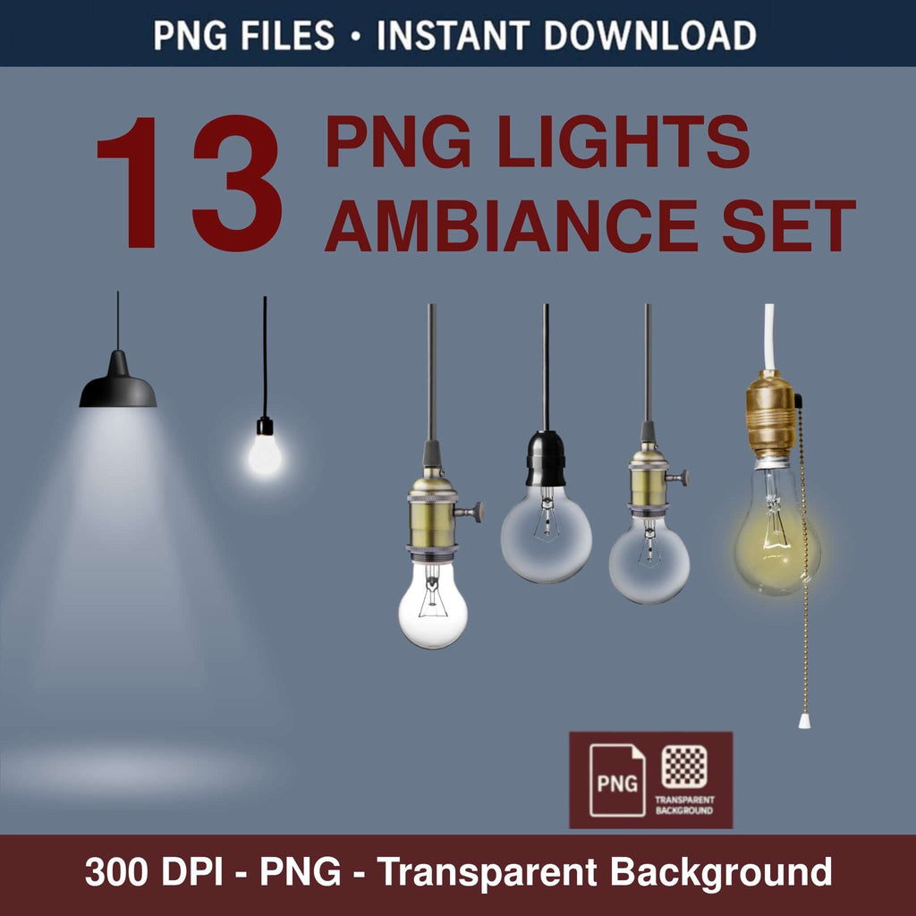 13 Lights PNG Clipart for Architecture Rendering | Interior Decor - Procreate Brush Shop by Sviatlana Fedzianiova