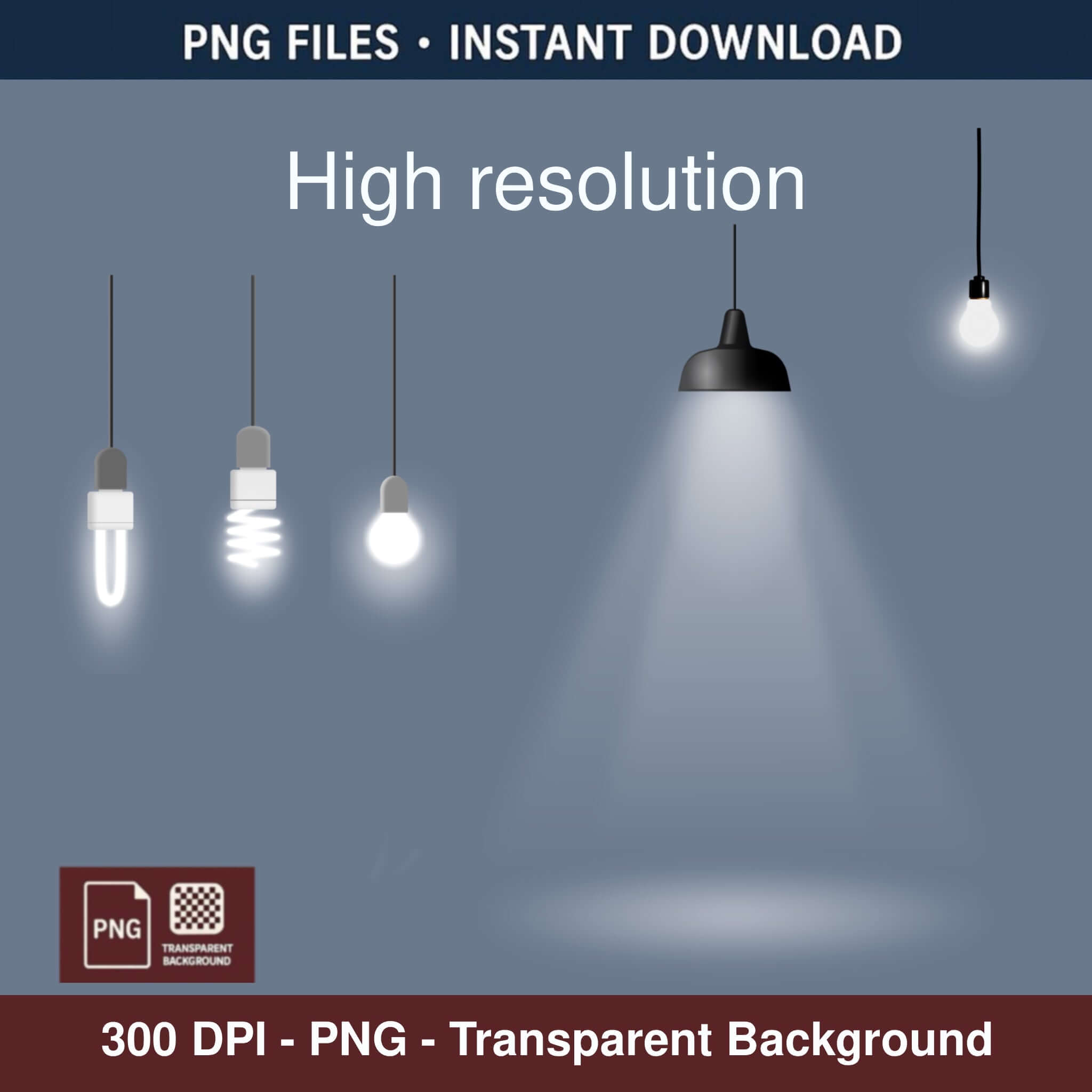 Vintage bulb and socket PNG elements for cozy interior visualization