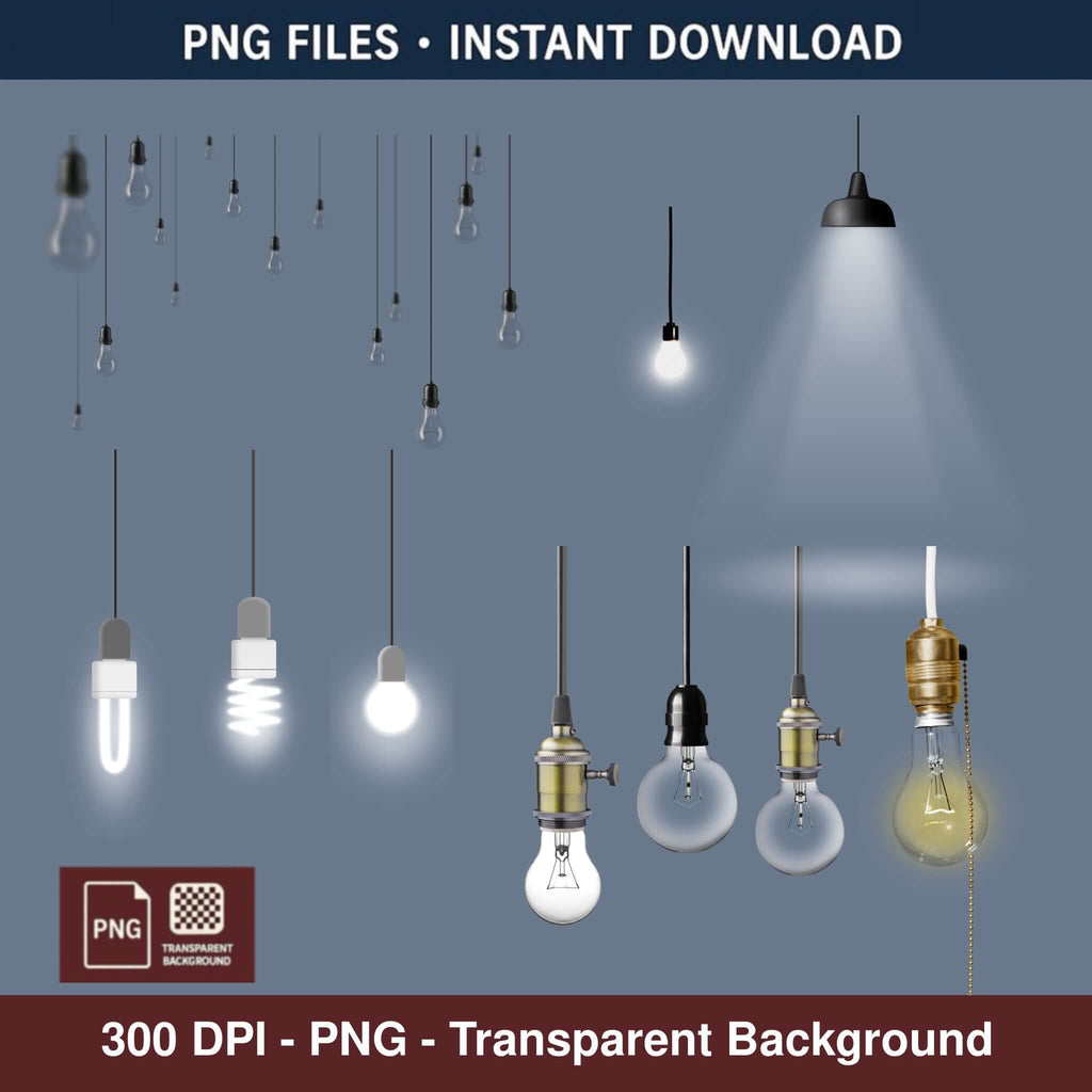 13 Lights PNG Clipart for Architecture Rendering | Interior Decor - Procreate Brush Shop by Sviatlana Fedzianiova