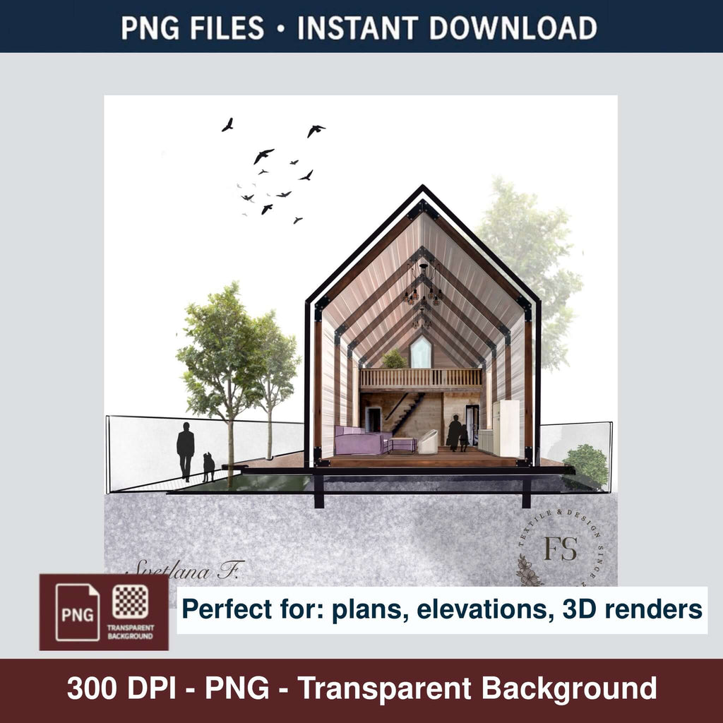 80+ Architectural People Silhouettes PNG | Photoshop & Procreate - Procreate Brush Shop by Sviatlana Fedzianiova