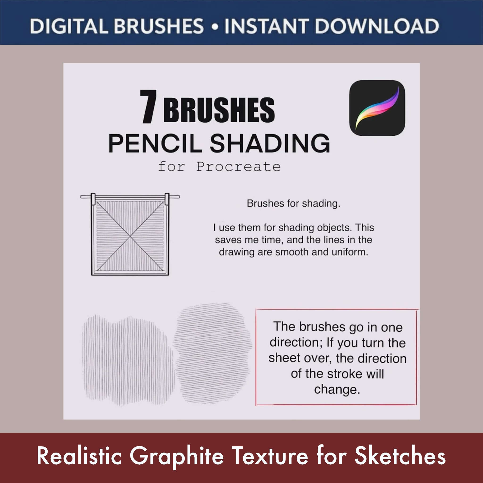 Textured pencil brush for rough crosshatching in Procreate sketches