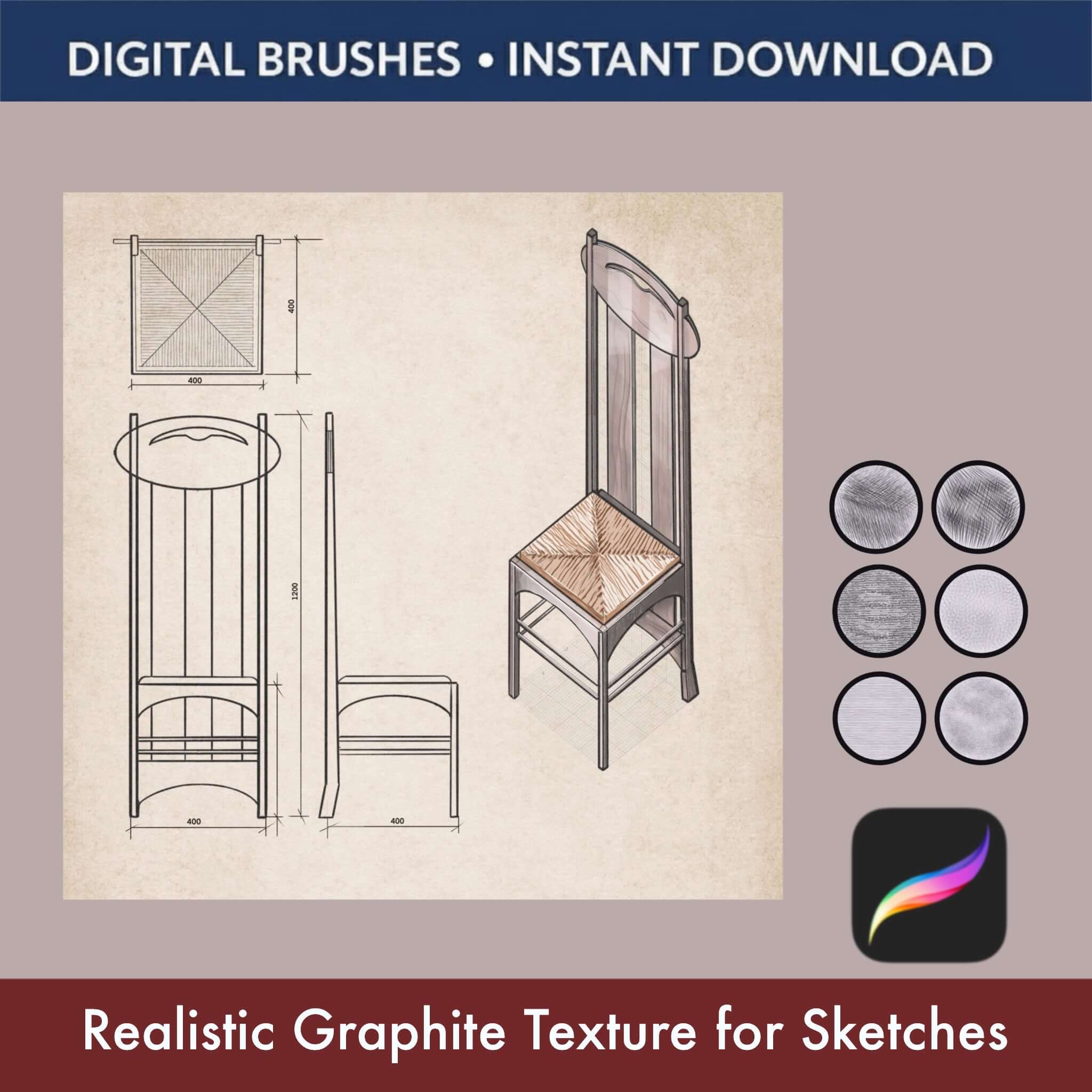 Procreate pencil brush set for portrait drawing and shading practice