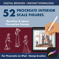 52 Procreate Brushes Interior Scale Figures | Space Perception Stamps - Procreate Brush Shop by Sviatlana Fedzianiova