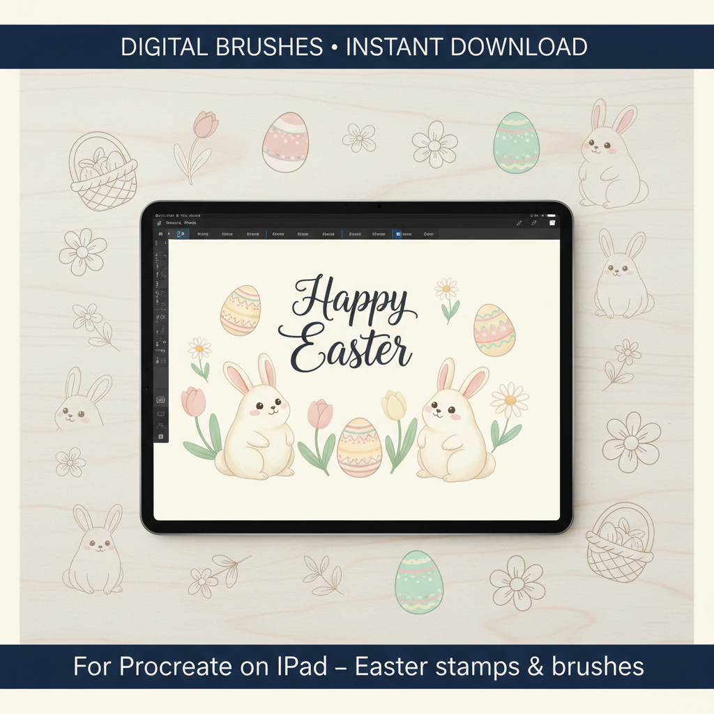 Decorative Easter egg Procreate stamps for greeting cards and stickers