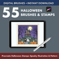 55 Halloween Stamps BUNDLE | Procreate Brushes & BONUS PNG - Procreate Brush Shop by Sviatlana Fedzianiova
