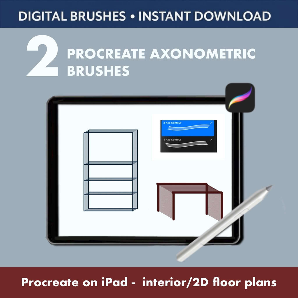 2 Procreate Axonometric Brushes |  Isometric Grid Tool - Procreate Brush Shop by Sviatlana Fedzianiova
