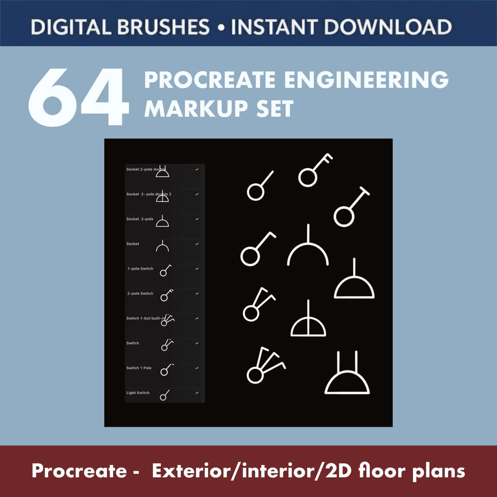 64 Procreate Engineering Markup Set | Technical Drawing, Dimension - TheDigitalStore