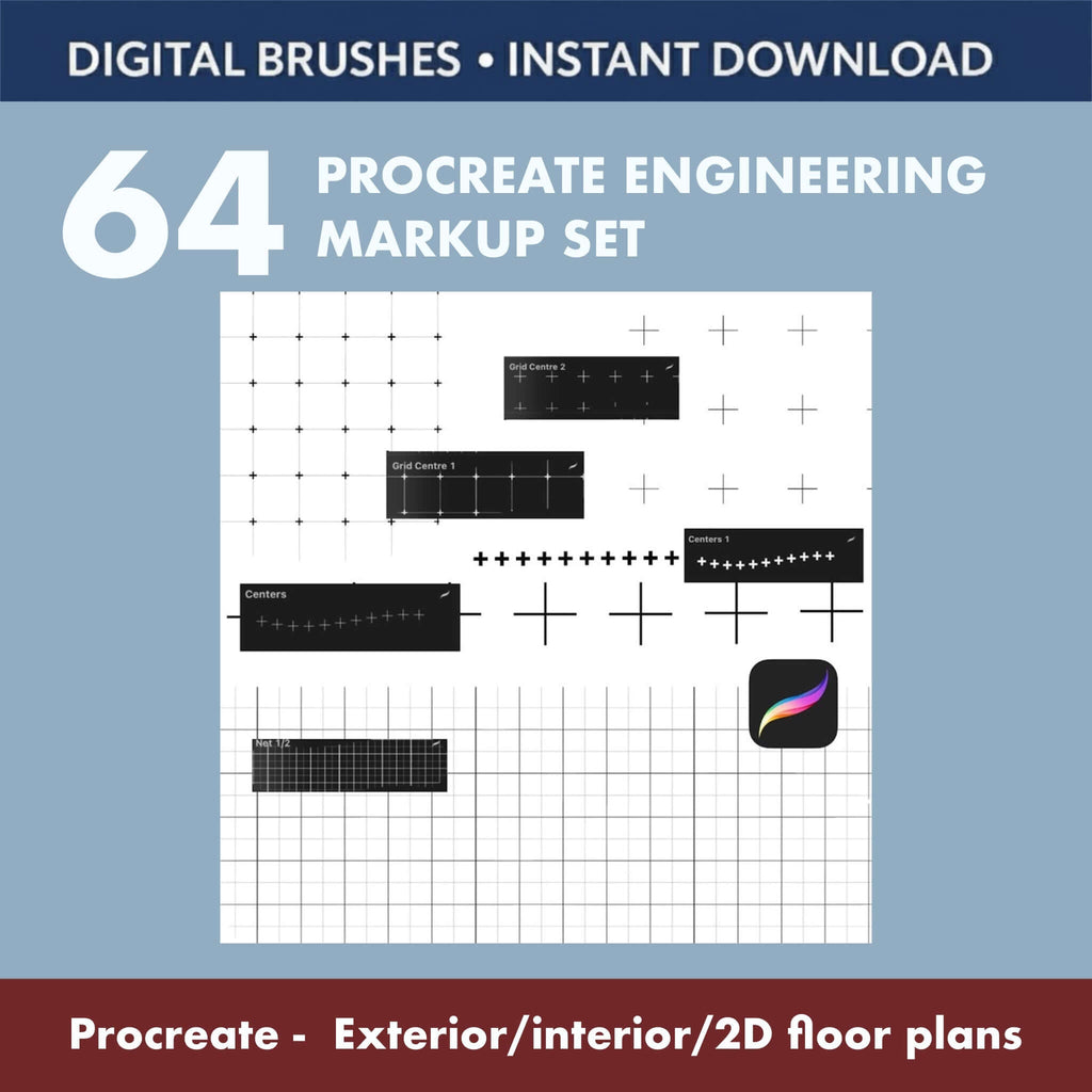 64 Procreate Engineering Markup Set | Technical Drawing, Dimension - TheDigitalStore