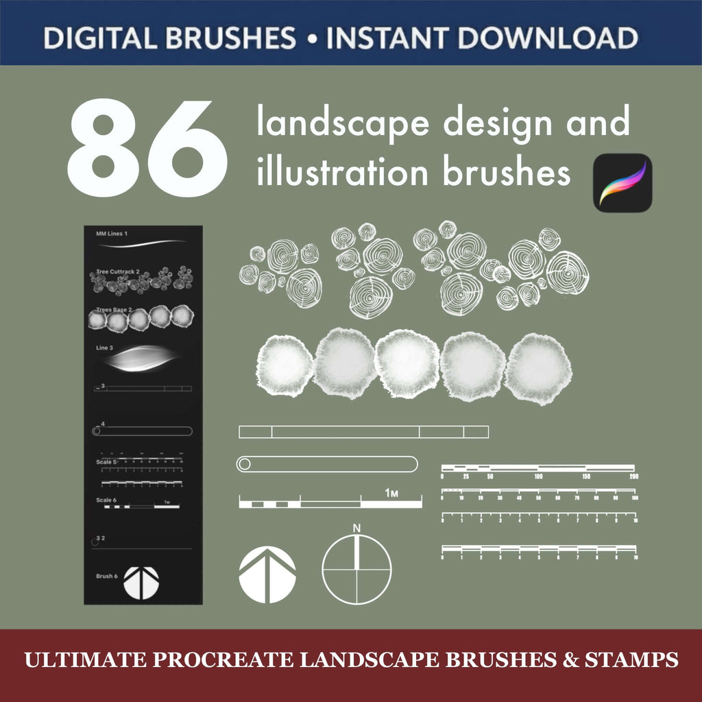 86 Ultimate Procreate Landscape Brushes & Stamps  + Gift PNG - TheDigitalStore.
