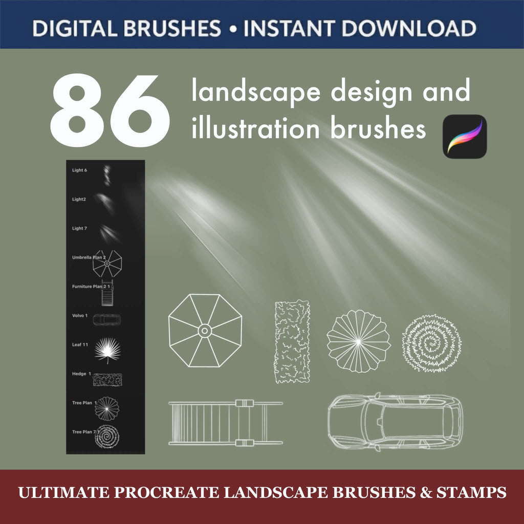86 Ultimate Procreate Landscape Brushes & Stamps  + Gift PNG - TheDigitalStore