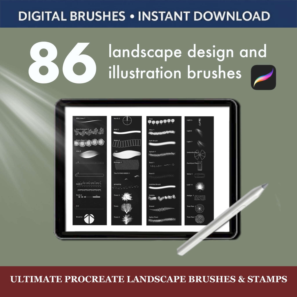 86 Ultimate Procreate Landscape Brushes & Stamps  + Gift PNG - TheDigitalStore