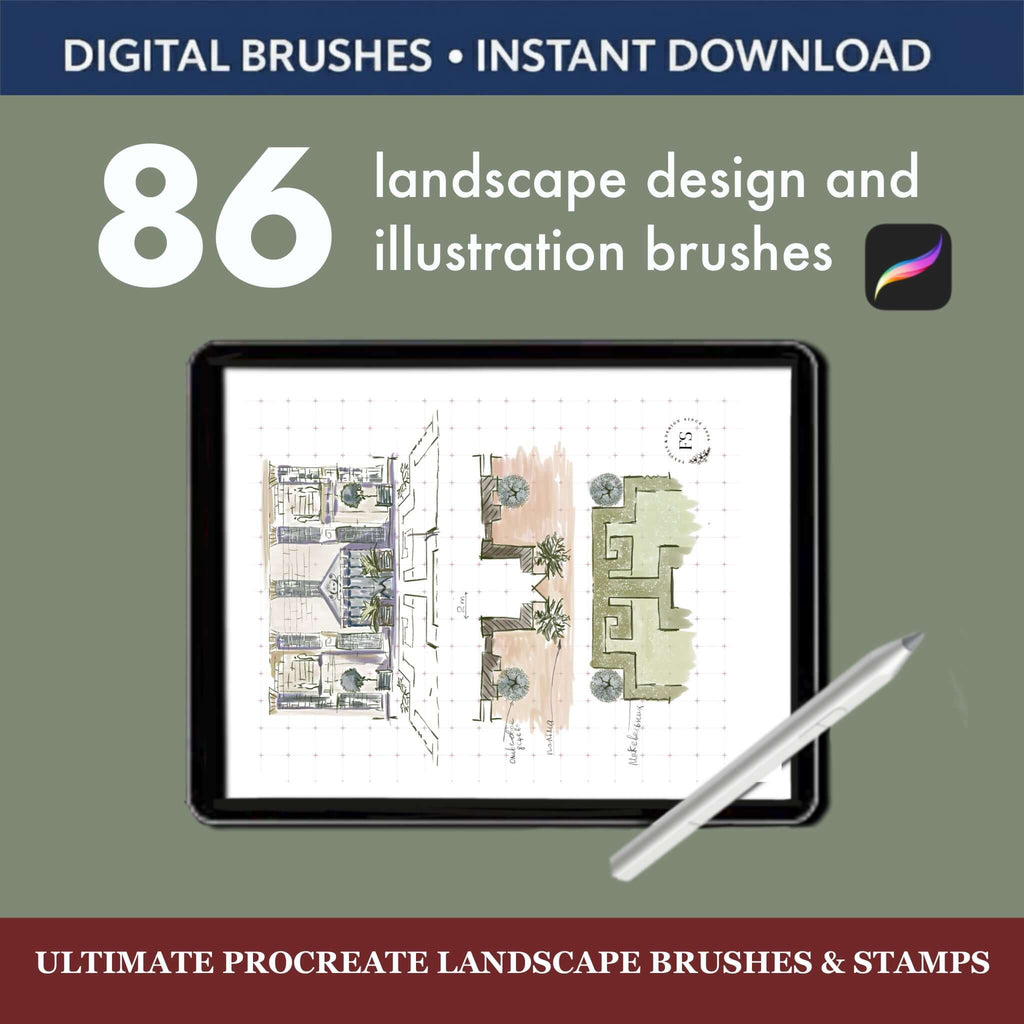 86 Ultimate Procreate Landscape Brushes & Stamps  + Gift PNG - TheDigitalStore