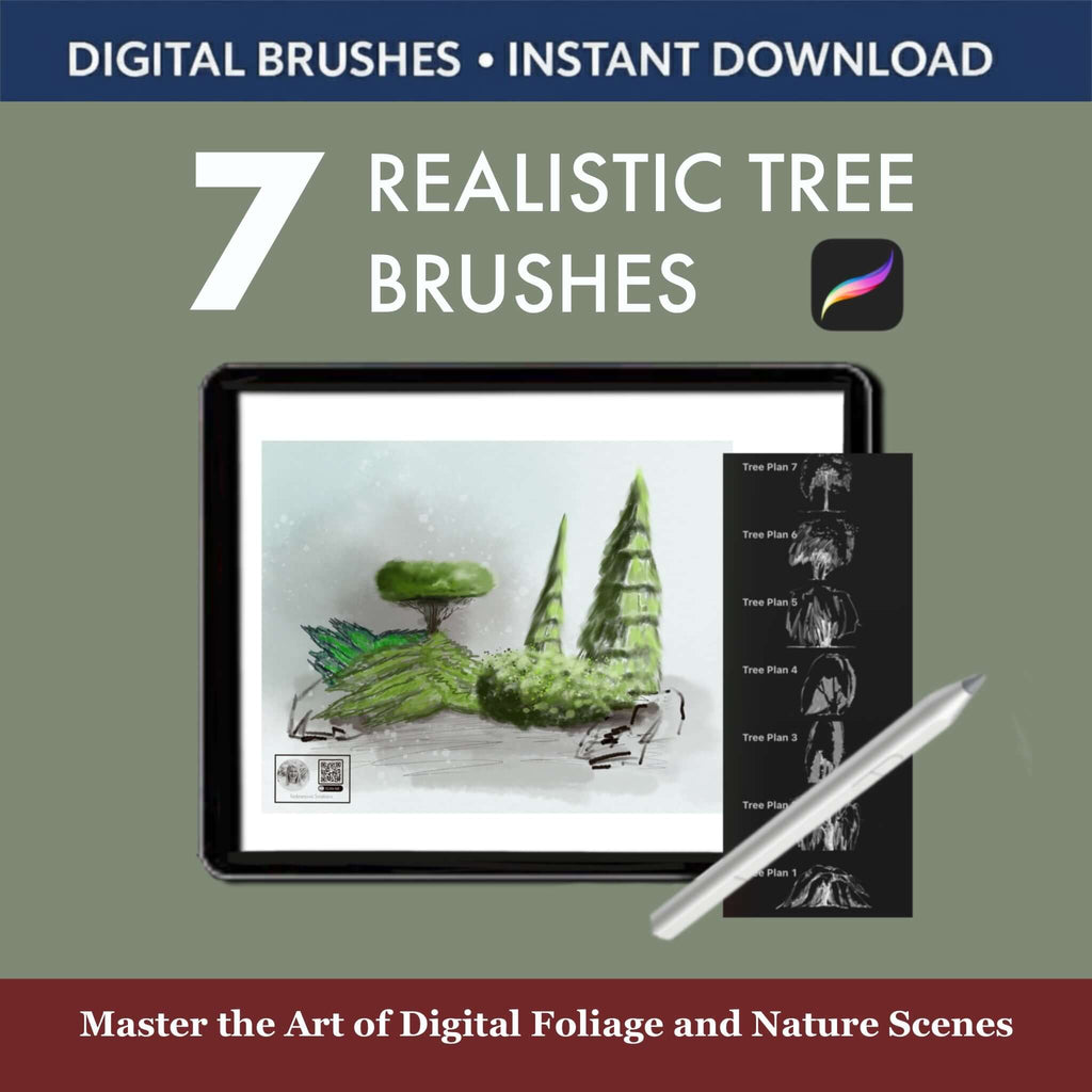 7 REALISTIC TREE BRUSHES & STAMPS FOR PROCREATE - Procreate Brush Shop by Sviatlana Fedzianiova