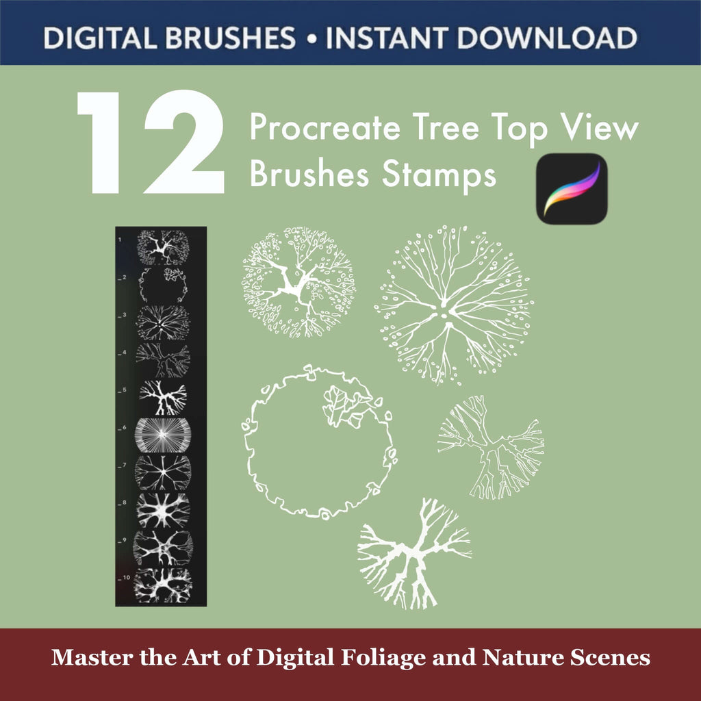 12 Procreate Tree Top View Brushes Stamps | Landscape Garden Planning - Procreate Brush Shop by Sviatlana Fedzianiova