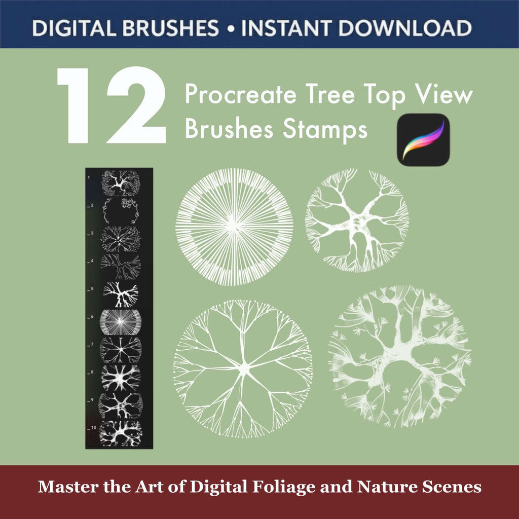 12 Procreate Tree Top View Brushes Stamps | Landscape Garden Planning - Procreate Brush Shop by Sviatlana Fedzianiova
