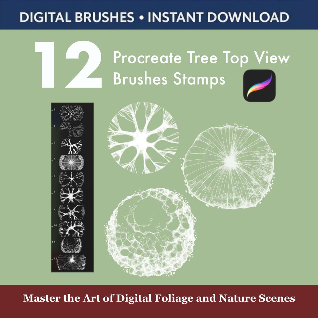 12 Procreate Tree Top View Brushes Stamps | Landscape Garden Planning - Procreate Brush Shop by Sviatlana Fedzianiova