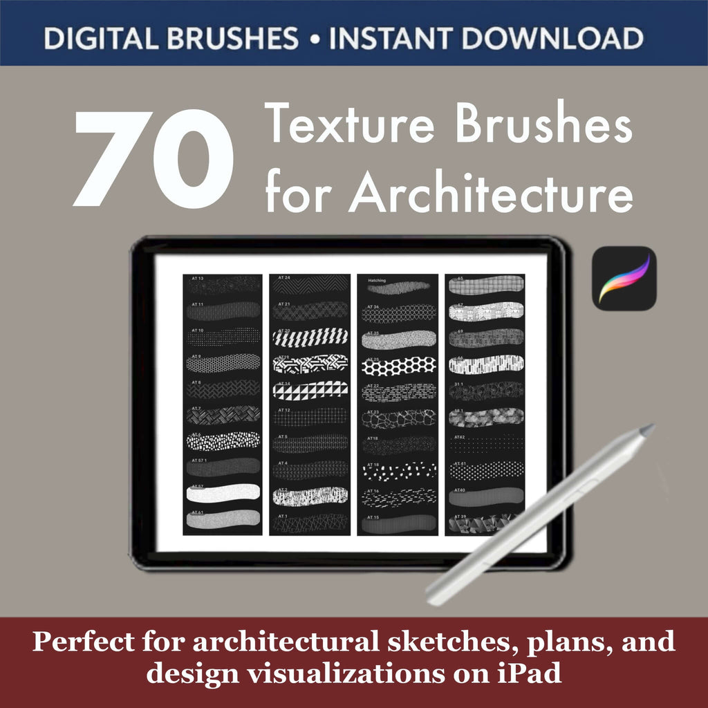 70 Procreate Texture Brushes for Architecture & Interior Design - Procreate Brush Shop by Sviatlana Fedzianiova