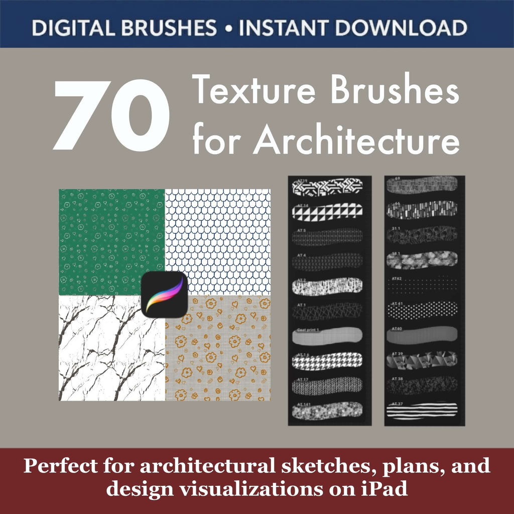 70 Procreate Texture Brushes for Architecture & Interior Design - Procreate Brush Shop by Sviatlana Fedzianiova
