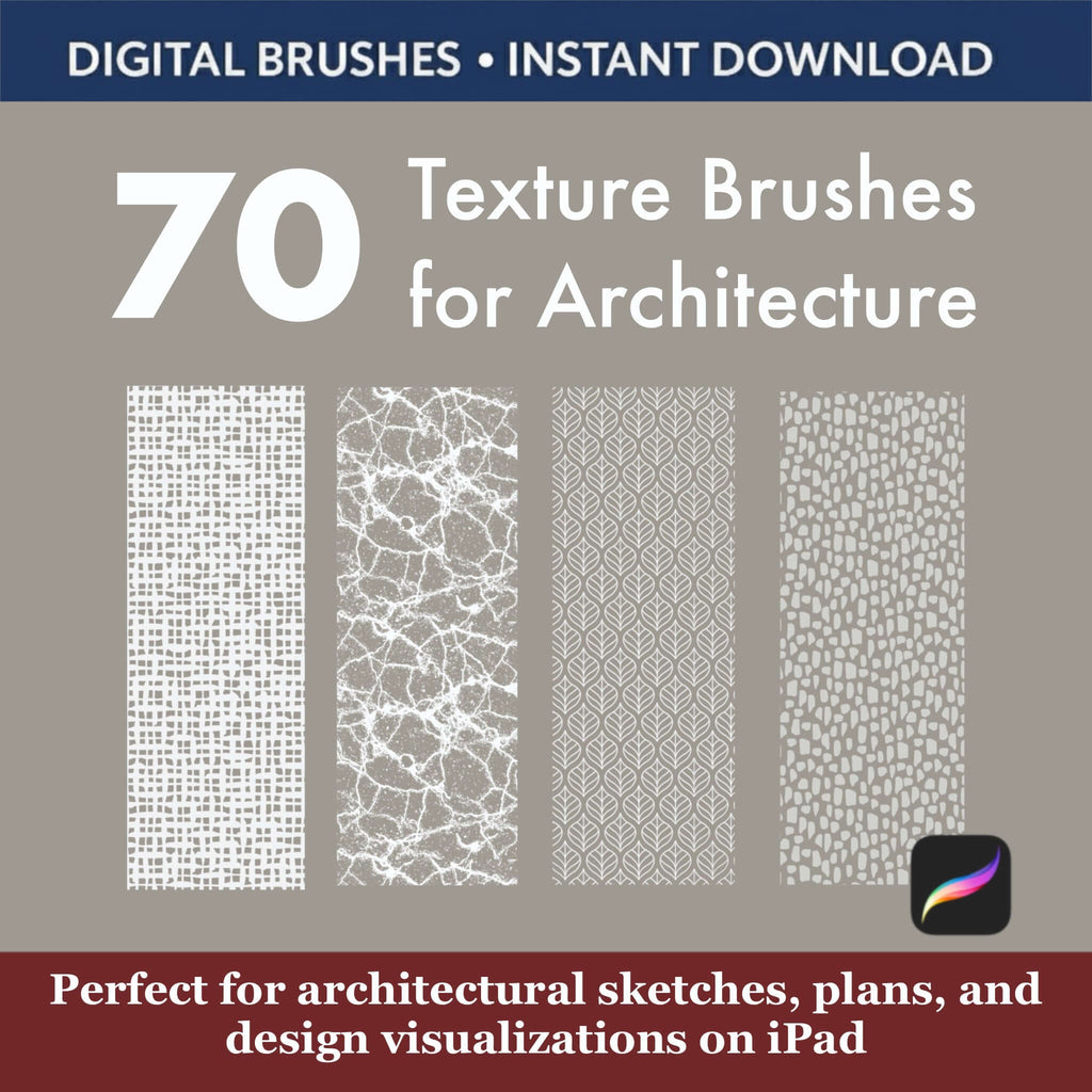 70 Procreate Texture Brushes for Architecture & Interior Design - Procreate Brush Shop by Sviatlana Fedzianiova