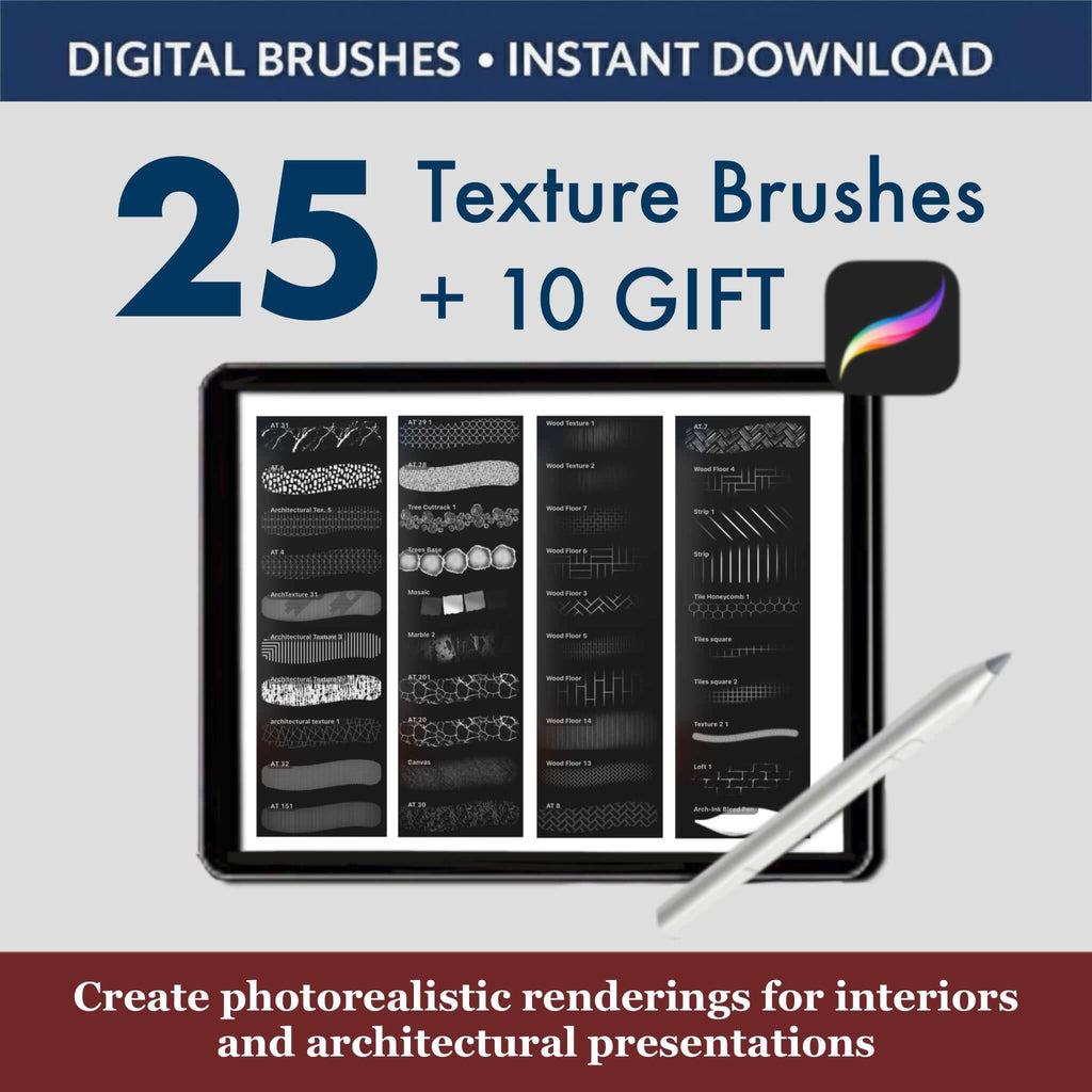 25 Procreate Texture Brushes + GIFT - Procreate Brush Shop by Sviatlana Fedzianiova