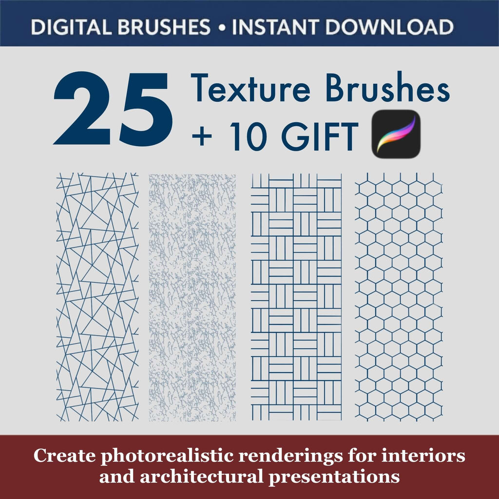 25 Procreate Texture Brushes + GIFT - Procreate Brush Shop by Sviatlana Fedzianiova