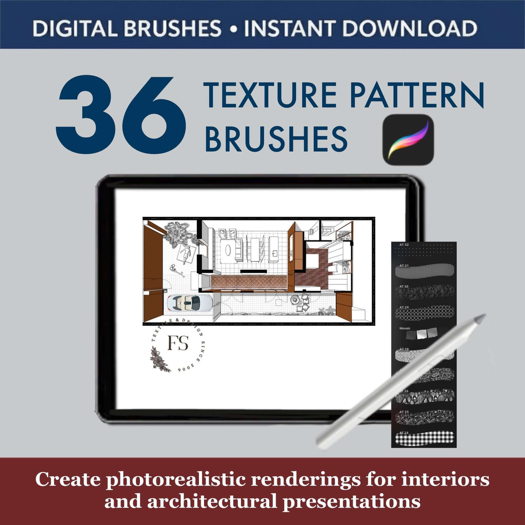 36 Procreate Texture Pattern Brushes - Procreate Brush Shop by Sviatlana Fedzianiova
