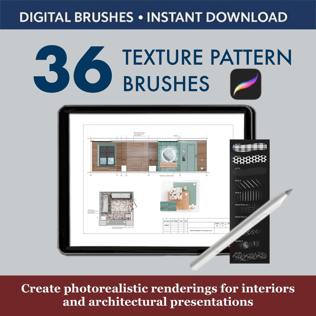 36 Procreate Texture Pattern Brushes - Procreate Brush Shop by Sviatlana Fedzianiova