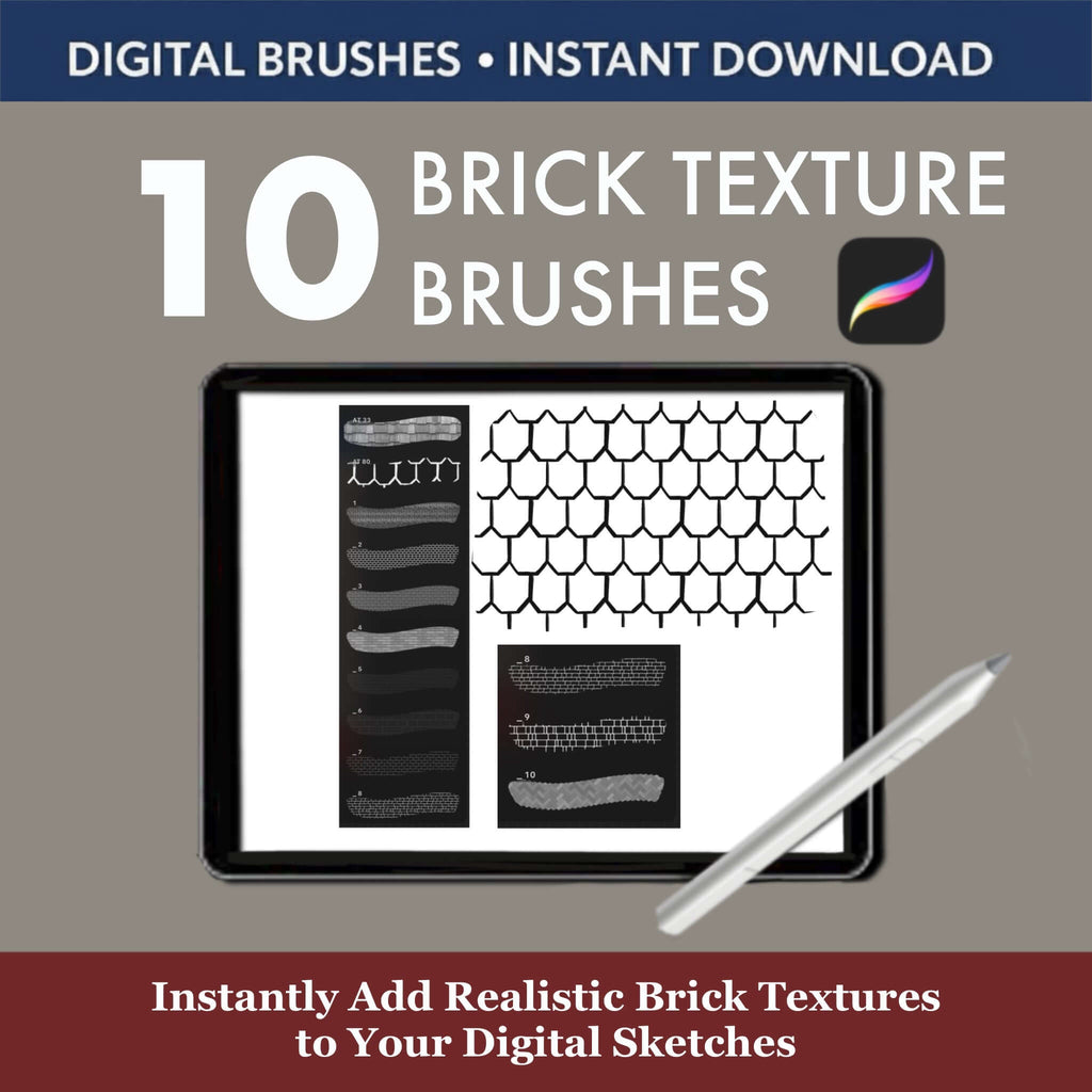 10 Procreate Brick Texture Brushes & Stamps - Procreate Brush Shop by Sviatlana Fedzianiova